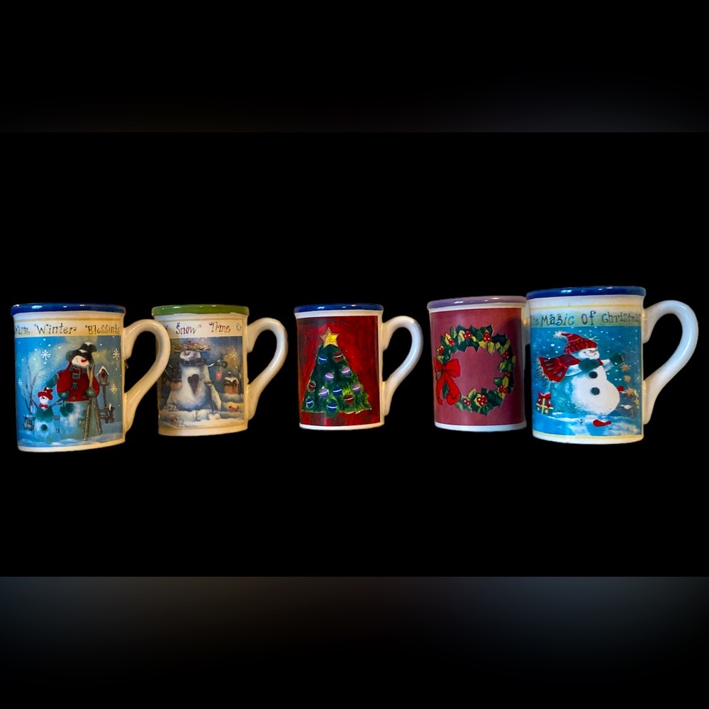 Set of 5 Large Christmas Mugs